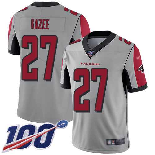 Atlanta Falcons Limited Silver Men Damontae Kazee Jersey NFL Football #27 100th Season Inverted Legend->youth nfl jersey->Youth Jersey